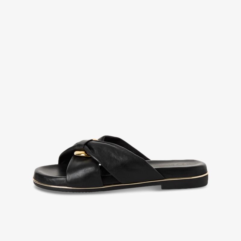 Schwarze Pantolette mit weichem Material und bequemer Passform, ideal für komfortablen Alltag und eleganten Look