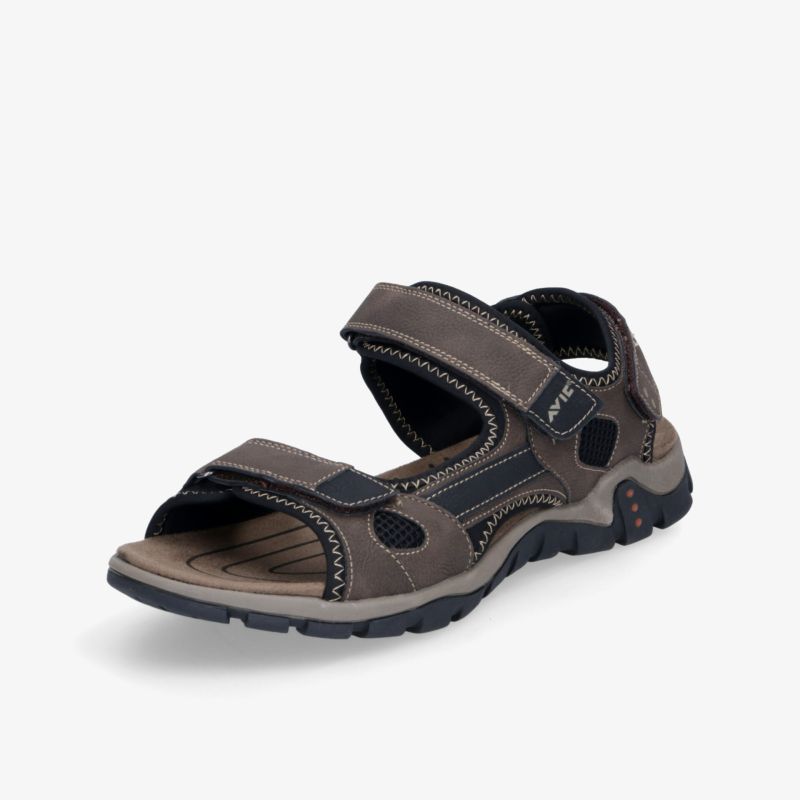 Sportliche braune Outdoor-Sandale mit verstellbaren Klettverschlüssen und rutschfester Sohle für hohen Tragekomfort