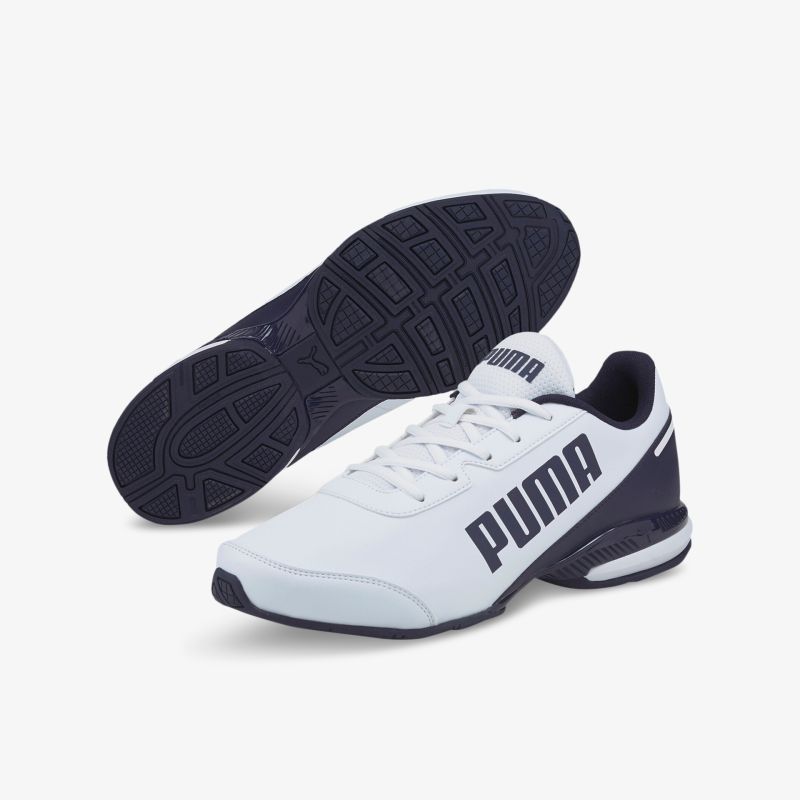 Bequeme und stilvolle weiße Markenschuhe mit dämpfender Sohle für sportliche Aktivitäten und täglichen Komfort.