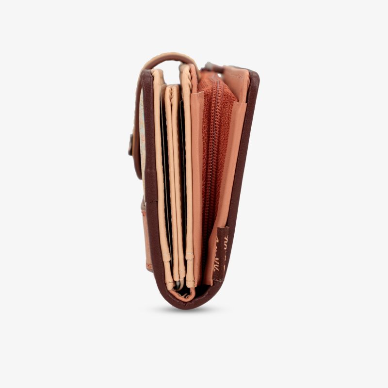 Elegante Leder-Geldbörse in kompaktem Design mit mehreren Fächern und robustem Reißverschluss.