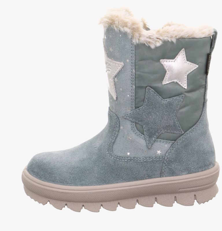 Modischer Winterstiefel mit Plüschfutter, rutschfester Sohle und dekorativen Sternen für optimalen Komfort.