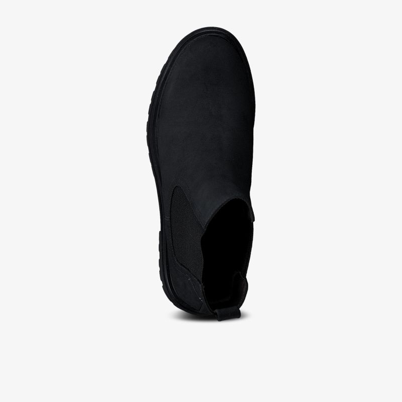 Elegante schwarze Chelsea Boots mit rutschfester Sohle und zeitlosem Design für vielseitige Anlässe.