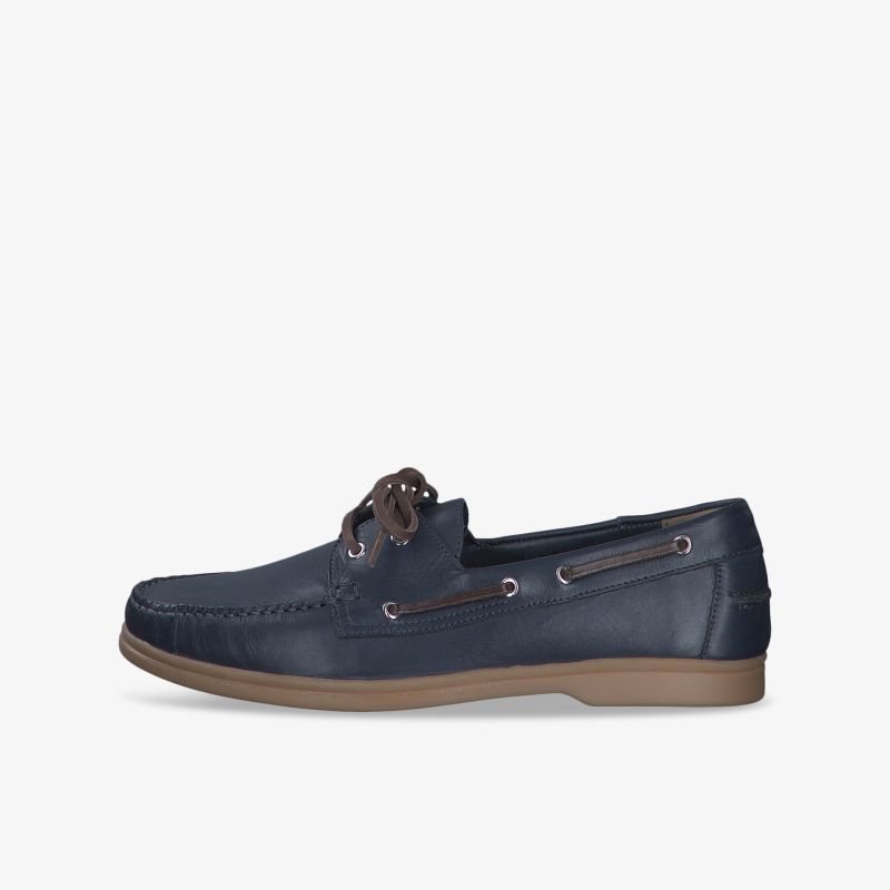 Eleganter blauer Bootsschuh mit hochwertigem Leder und rutschfester Sohle für komfortablen und leichten Tragekomfort