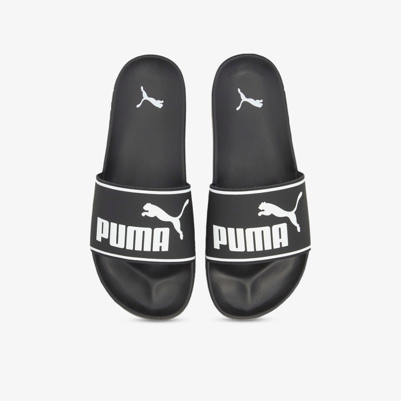 Bequeme schwarze Pantoletten mit markantem Logo-Design, ideal für Freizeit und Alltag.