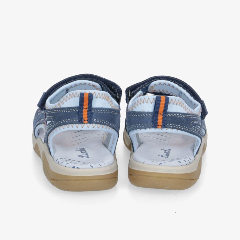 Komfortable blaue Sandalen mit verstellbaren Riemen und rutschfester Sohle für optimalen Halt und Komfort.