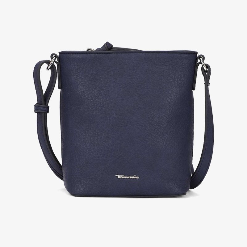 Stylische dunkelblaue Umhängetasche mit verstellbarem Trageriemen und edlem Look.