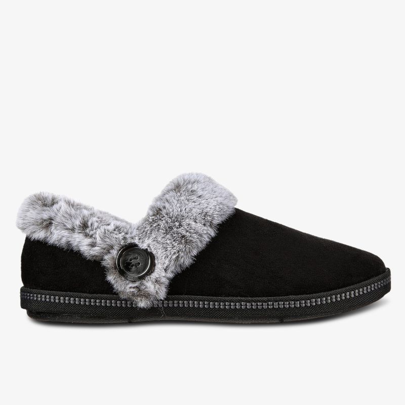 Bequeme schwarze Hausschuhe mit weichem Fellfutter für optimalen Komfort und warme Füße