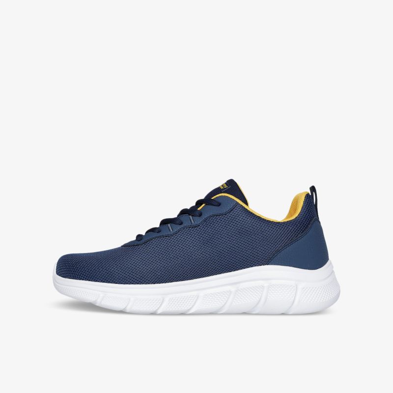 Moderner blauer Sneaker mit atmungsaktivem Material und flexibler weißer Sohle für hohen Tragekomfort