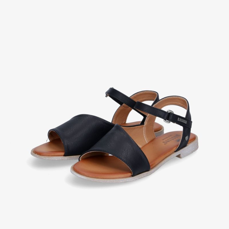 Elegante schwarze Sandaletten aus Leder mit verstellbarem Riemen und robuster Sohle für optimalen Komfort.