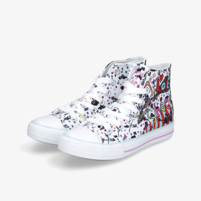 Bunte High-Top-Sneaker mit einzigartigem Design und bequemer Passform, ideal für modische Looks.