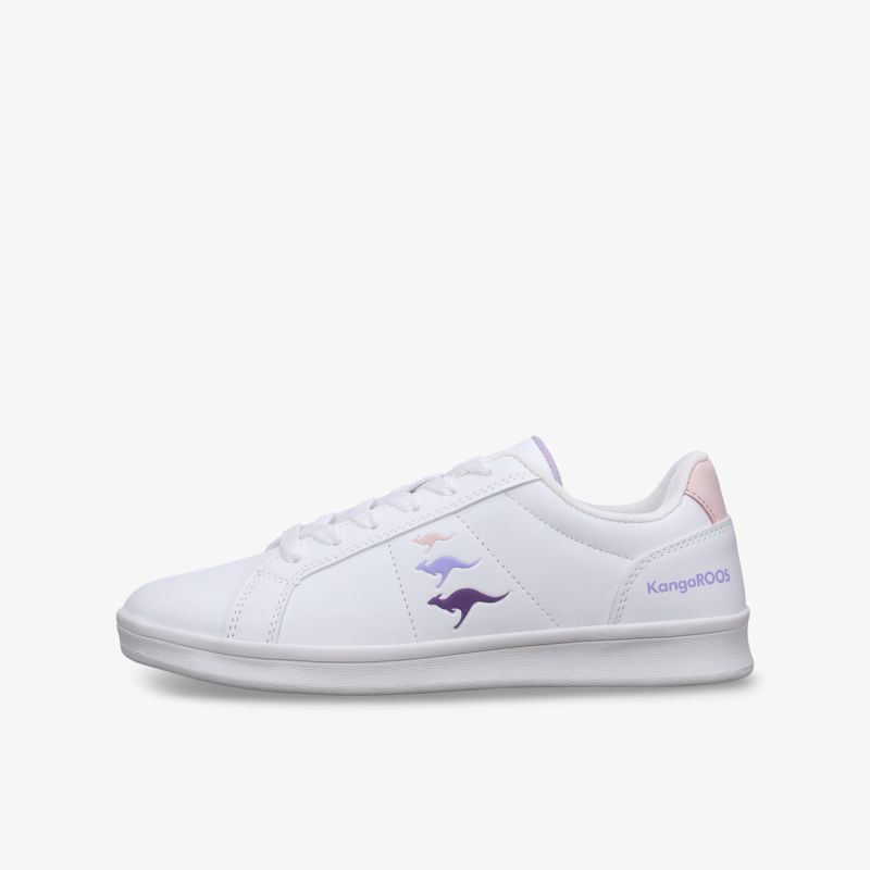 Modischer Sneaker in Weiß mit markantem Känguru-Logo, ideal für vielseitige Freizeitlooks.