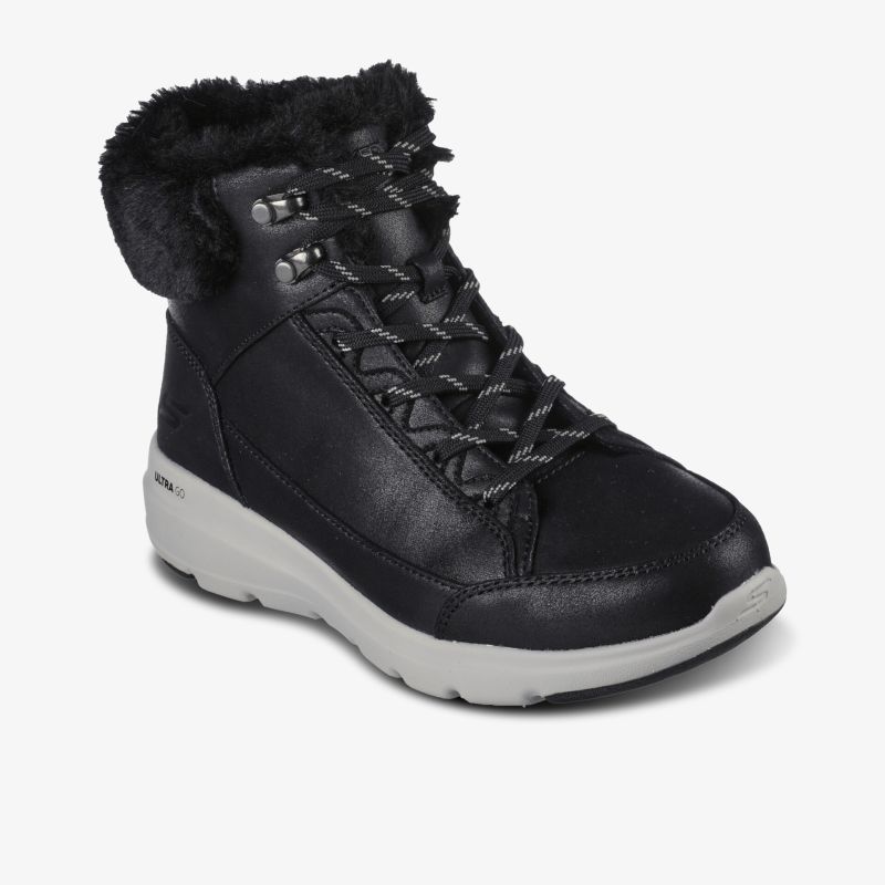 Schwarzer Winterstiefel mit bequemem Futter und rutschfester Sohle. Ideal für kalte, nasse Bedingungen.