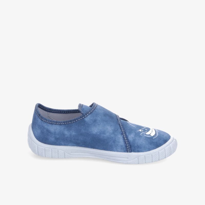 Leichter blauer Schuh mit flexibler, rutschfester Sohle und weichem Material für hohen Tragekomfort