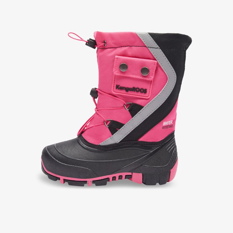 Wasserdichter und rutschfester Winterstiefel in Pink und Schwarz, ideal für kalte Wintertage.