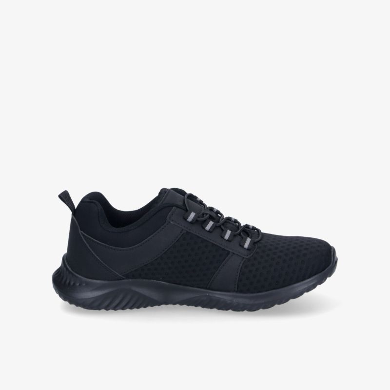 Schwarzer sportlicher leichter Sneaker aus atmungsaktivem Material mit rutschfester, flexibler Sohle
