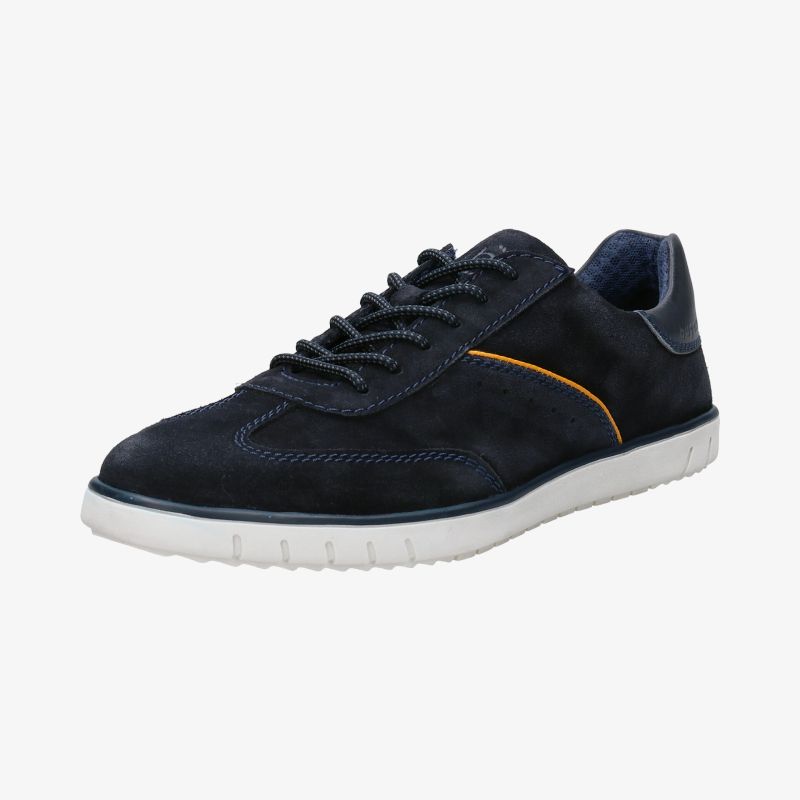 Eleganter dunkelblauer Sneaker mit weißer Sohle und stilvollem Design. Perfekt für Alltag und Freizeit.