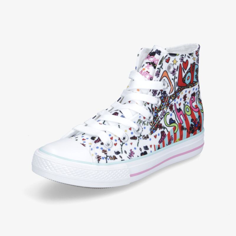 Moderner High-Top Sneaker mit auffälligem, farbenfrohen Design und komfortabler Passform.