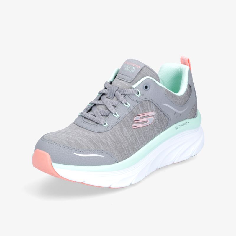 Grauer Sneaker mit rosa und mint Akzenten, komfortabler Laufschuh mit modischem Look und atmungsaktiven Materialien.
