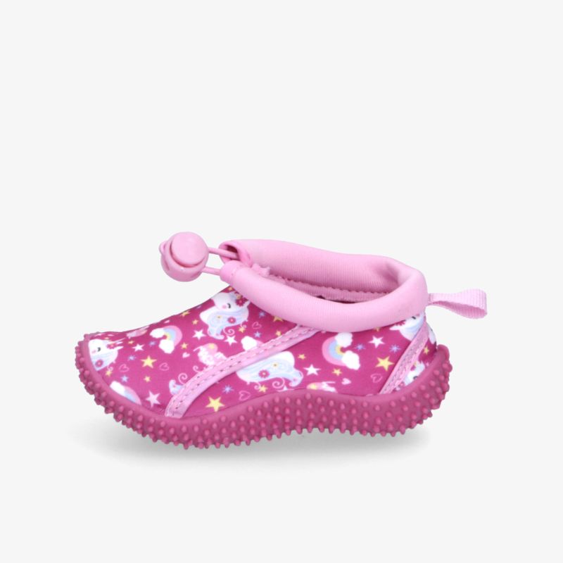 Flexibler pinker Kinderwasserschuh mit rutschfester Sohle und gepolstertem Schaft für optimalen Komfort