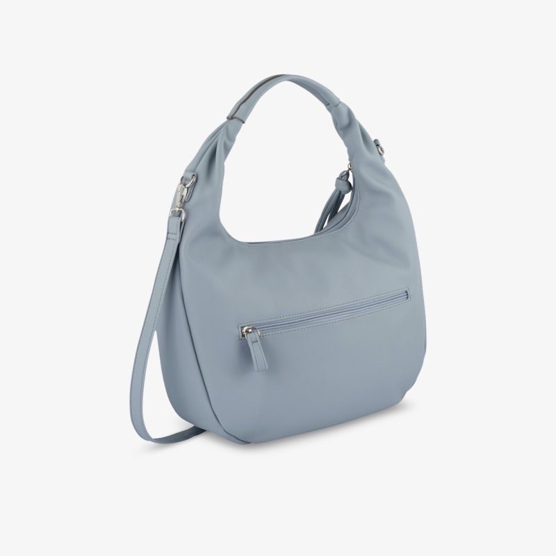 Elegante blaue Schultertasche mit geräumigem Innenfach und modernem Design.