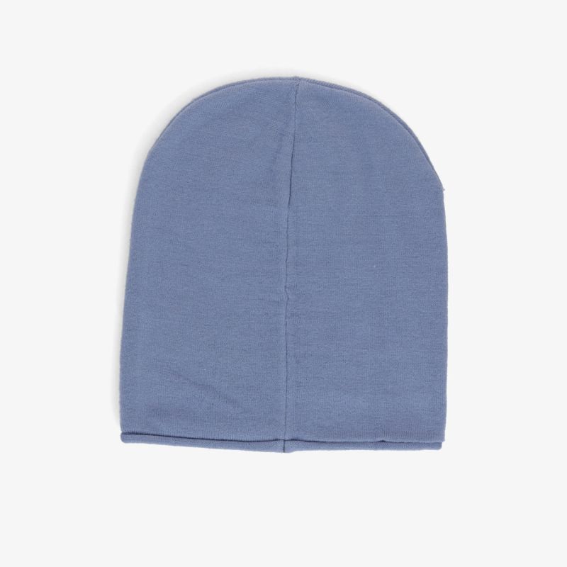 Grau melierte Beanie Kopfbedeckung aus weichem, elastischem Material für angenehmen Tragekomfort