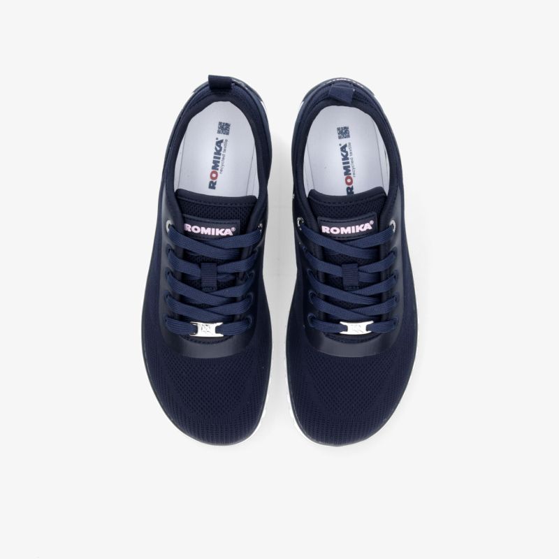 Marineblaue Sportschuhe im Paar von oben, bequem mit atmungsaktivem Material und rutschfester Sohle