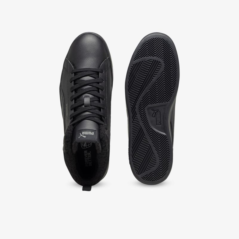 Schwarzer Sneaker aus glattem Leder mit bequemer Schnürung und rutschfester profilierter Sohle für optimalen Halt