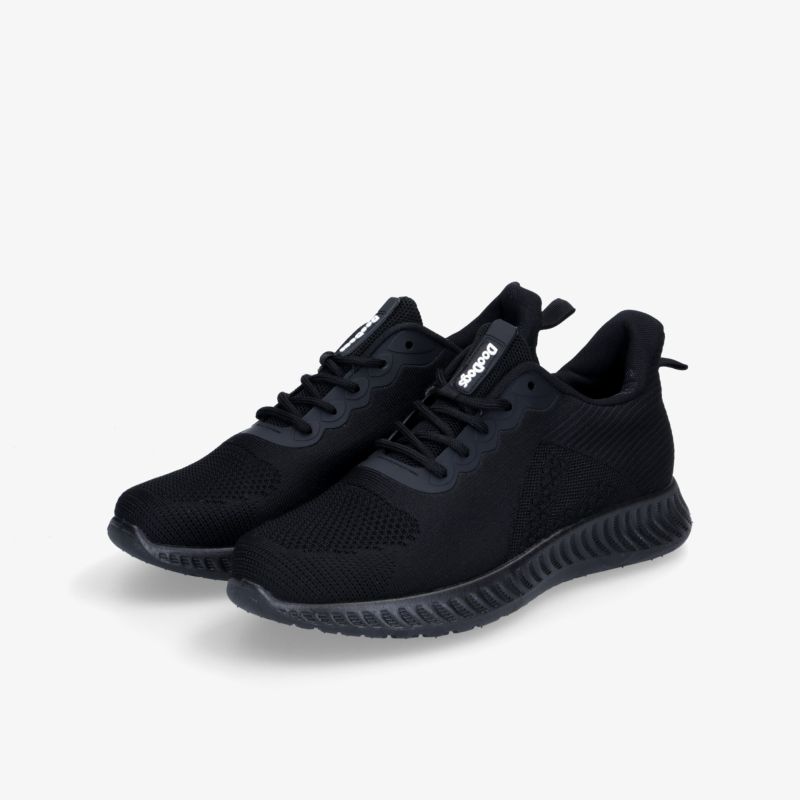 Stilvolle schwarze Sneaker mit atmungsaktivem Material und rutschfester Sohle. Perfekt für Freizeit und Sport.