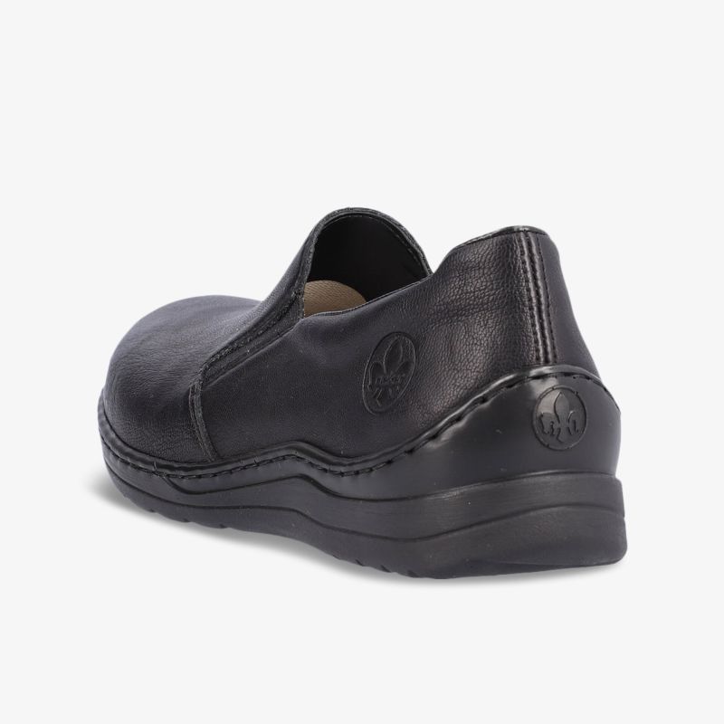 Eleganter schwarzer Lederschuh mit rutschfester Sohle und hohem Tragekomfort, bestens für den Alltag geeignet.