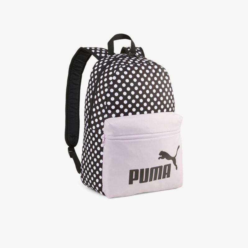 Sportlicher gepunkteter Rucksack mit großem Frontfach und gepolsterten Trägern für hohen Tragekomfort