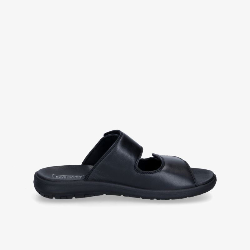 Bequeme schwarze Sandale mit ergonomischem Design und rutschfester Sohle für ultimativen Tragekomfort.