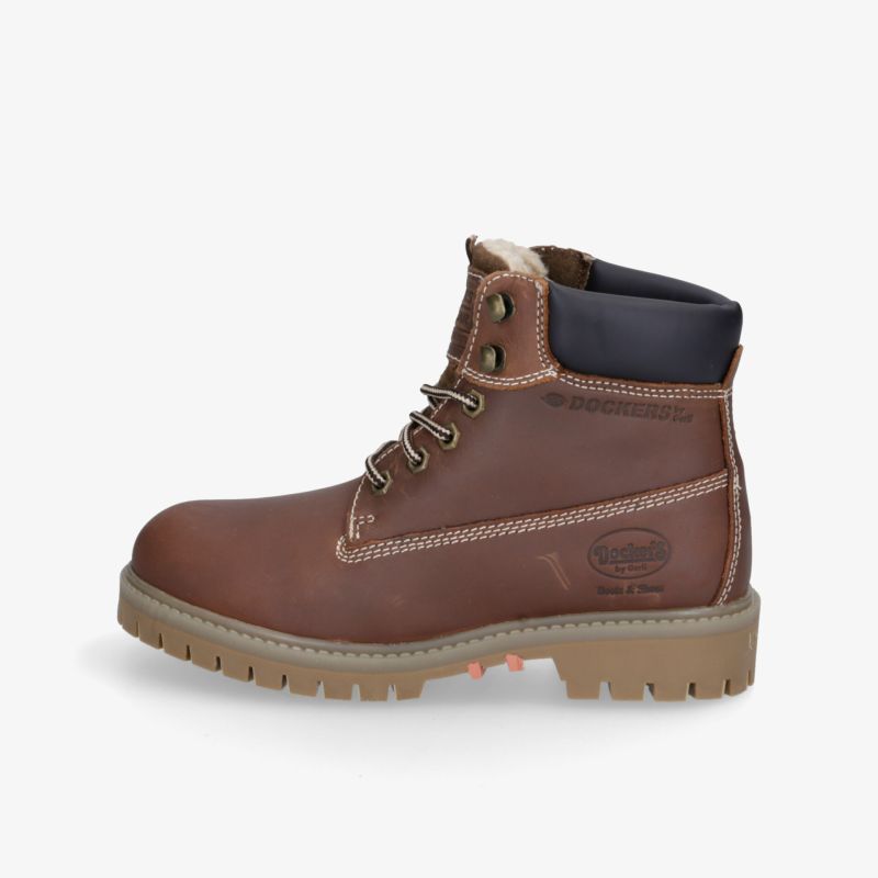 Hochwertiger Lederstiefel mit robuster Sohle und klassischem Schnürdesign für optimalen Tragekomfort.
