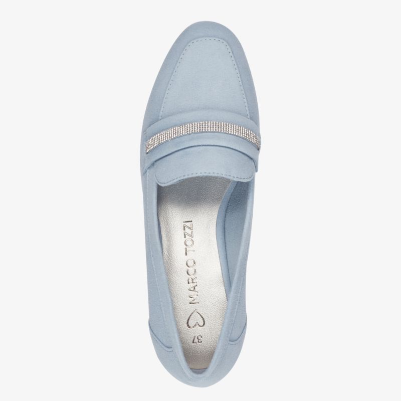 Elegante blaue Loafer mit schlichtem Design und hochwertiger Verarbeitung, bequem und vielseitig kombinierbar