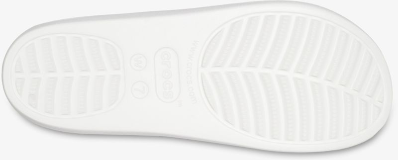 Weiße, robuste Gummisohle mit rutschfestem Profil für optimalen Halt und Komfort.