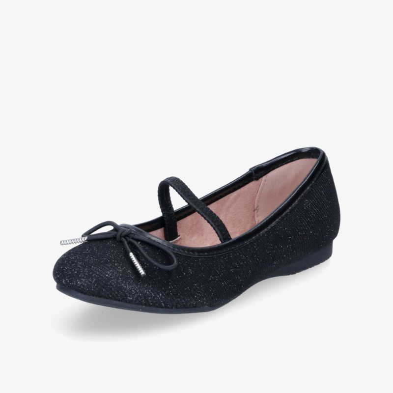Schwarzer Ballerina mit Schleife, bequem, flach, weich gepolstert, eleganter und vielseitig kombinierbarer Schuh