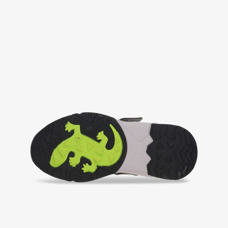 Stabile, rutschfeste Schuhsohle mit auffälligem Design für optimalen Halt und modischen Look.