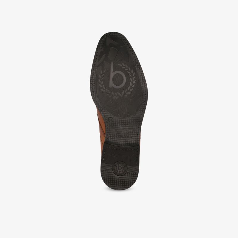 Hochwertige Schuhsohle mit exzellentem Grip und markantem Logo für sicheres und stilvolles Auftreten.