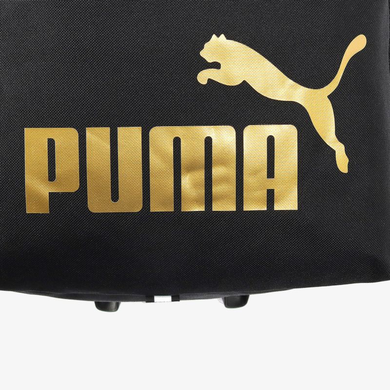Schwarze Tasche mit auffälligem goldenen Puma-Logo für stilvollen Auftritt beim Sport und Freizeit.