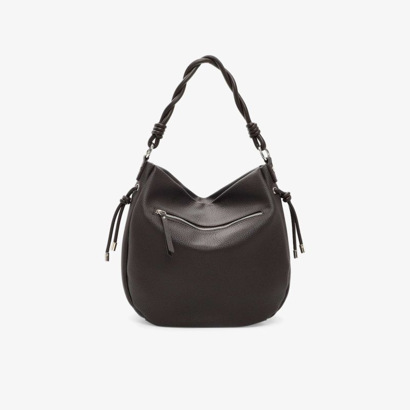 Elegante schwarze Ledertasche mit Schulterriemen und praktischem Reißverschluss. Vielseitig einsetzbar.