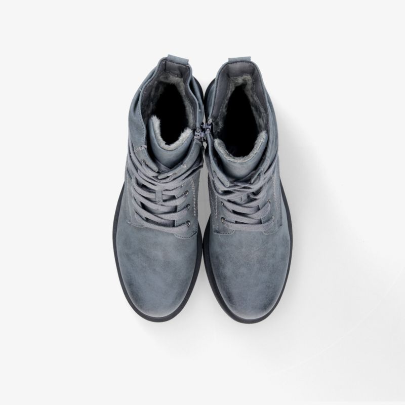 Graue Schuhe mit Schnürsenkeln, bequem gepolsterter Schaft, robustes Material, modernes Design, Paaransicht