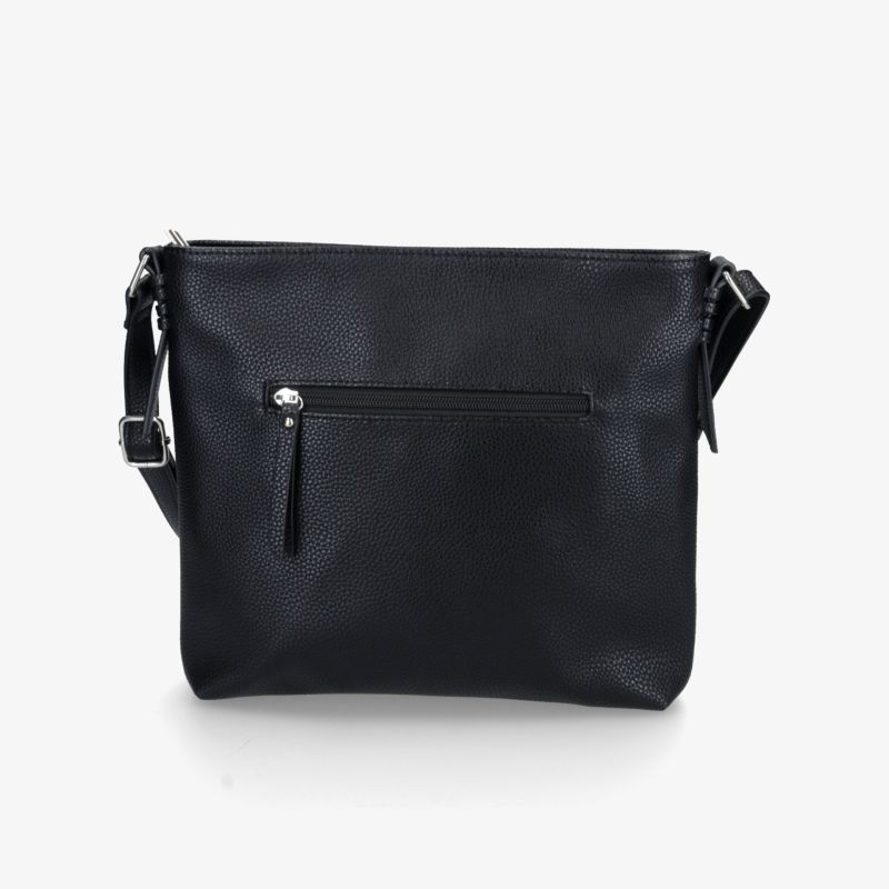 Elegante schwarze Leder-Umhängetasche mit praktischem Reißverschlussfach und verstellbarem Schulterriemen