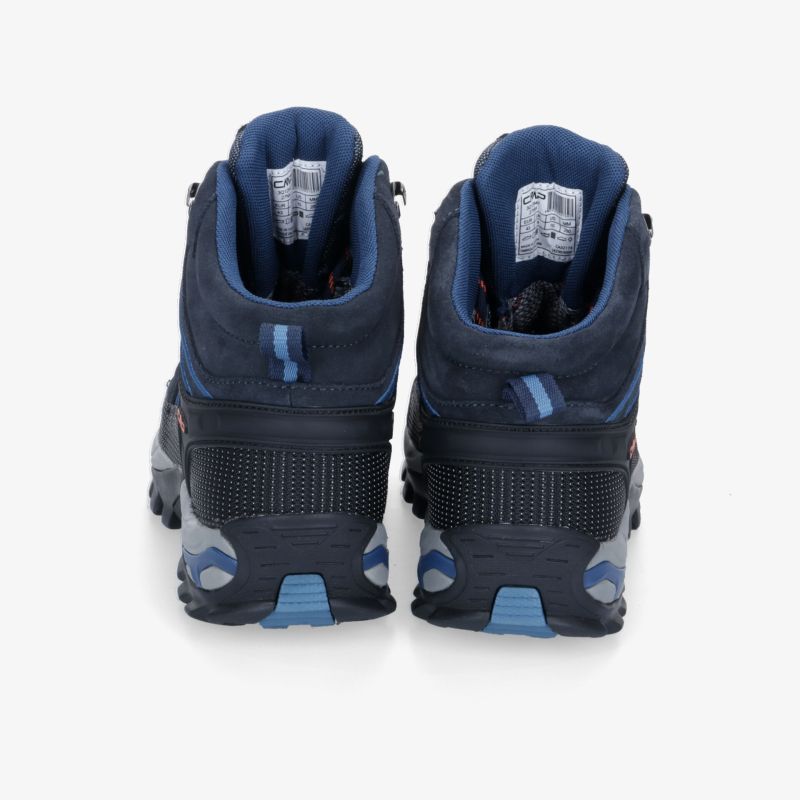 Rückansicht der dunkelblauen Wanderschuhe mit rutschfester Sohle, ideal für Outdoor-Aktivitäten und komfortables Wandern.