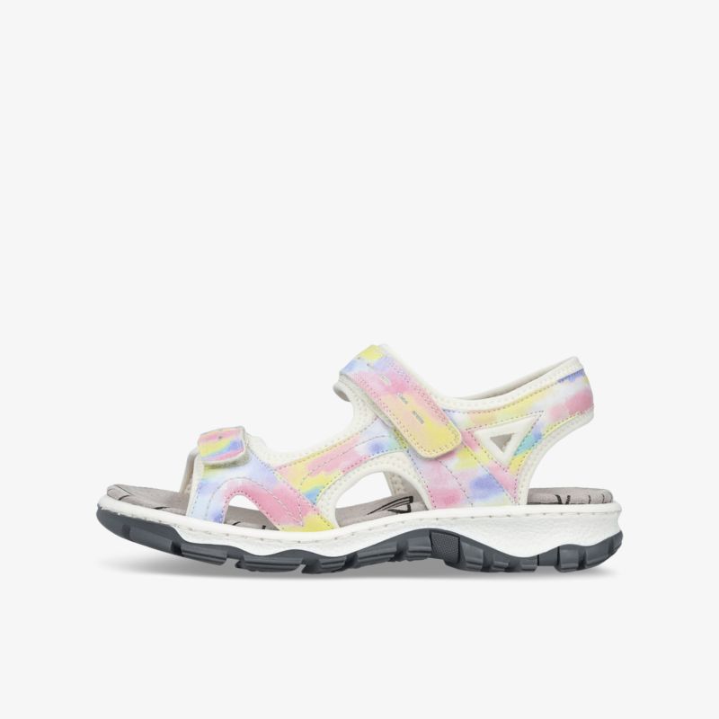 Bequeme bunte Sandale mit verstellbaren Riemen und griffiger Sohle für stilvolle sommerliche Abenteuer.