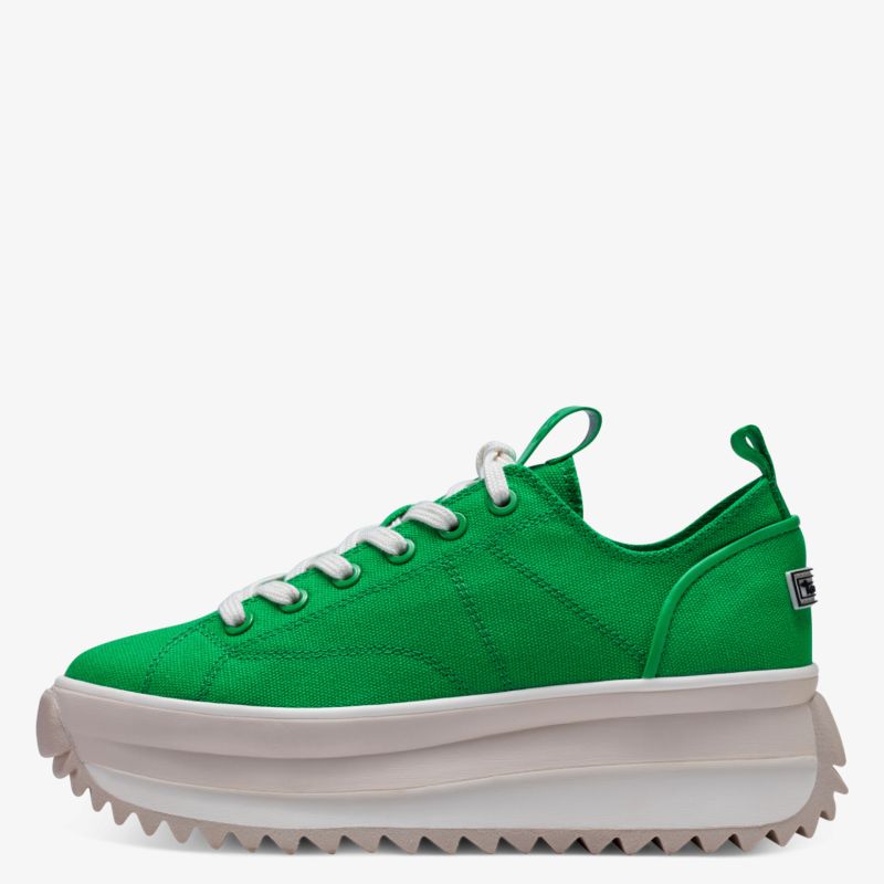 Moderner grüner Sneaker mit Plateau-Sohle und stilvollem Design für optimalen Komfort und Alltagsstil.