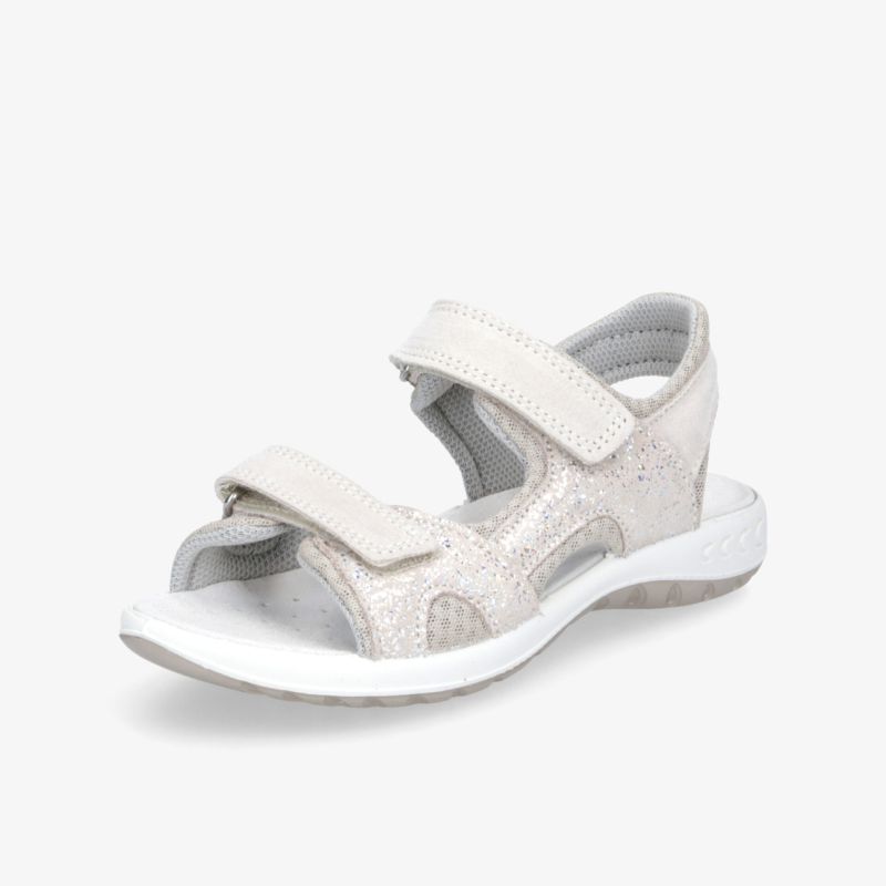 Bequemer weißer Sandalenschuh mit verstellbaren Klettverschlüssen, leicht und flexibles Fußbett für hohen Tragekomfort