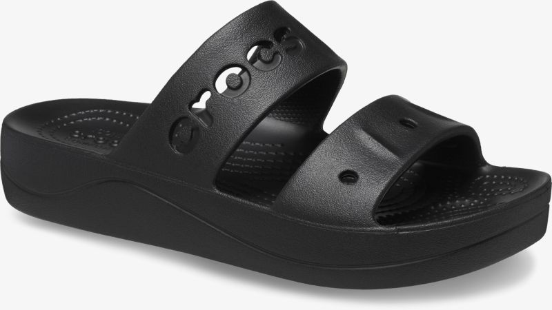 Bequeme schwarze Sandalen mit rutschfester Sohle und doppeltem Riemen für optimalen Halt.