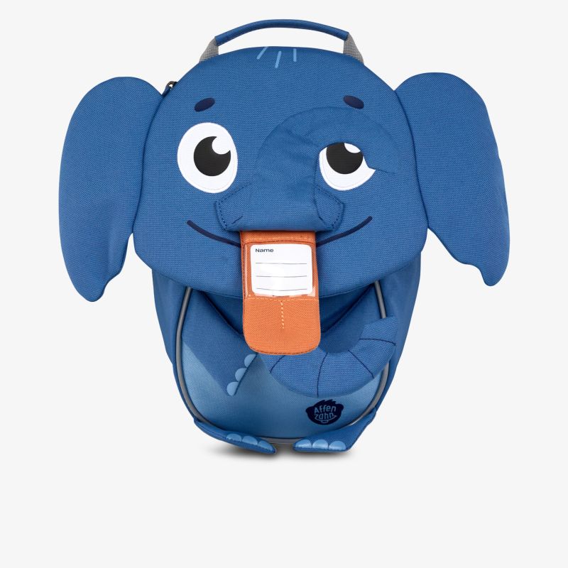 Süßer blauer Kinderrucksack mit Elefantengesicht und Plüschapplikation, ideal für den Alltag.