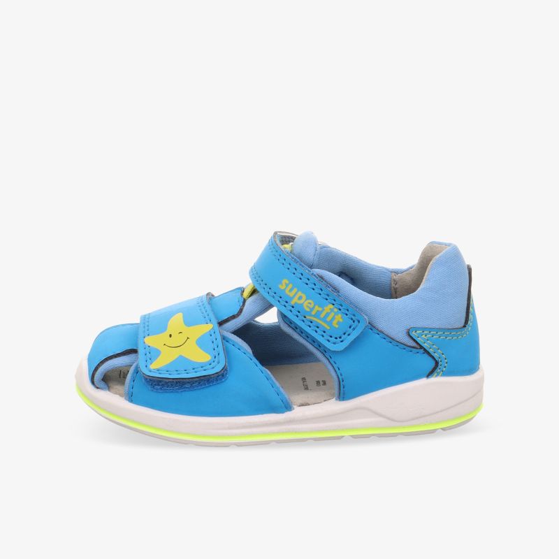 Blauer Kinderschuh Sandale mit Klettverschluss, gepolstertem Innenfutter und rutschfester Sohle für hohen Tragekomfort