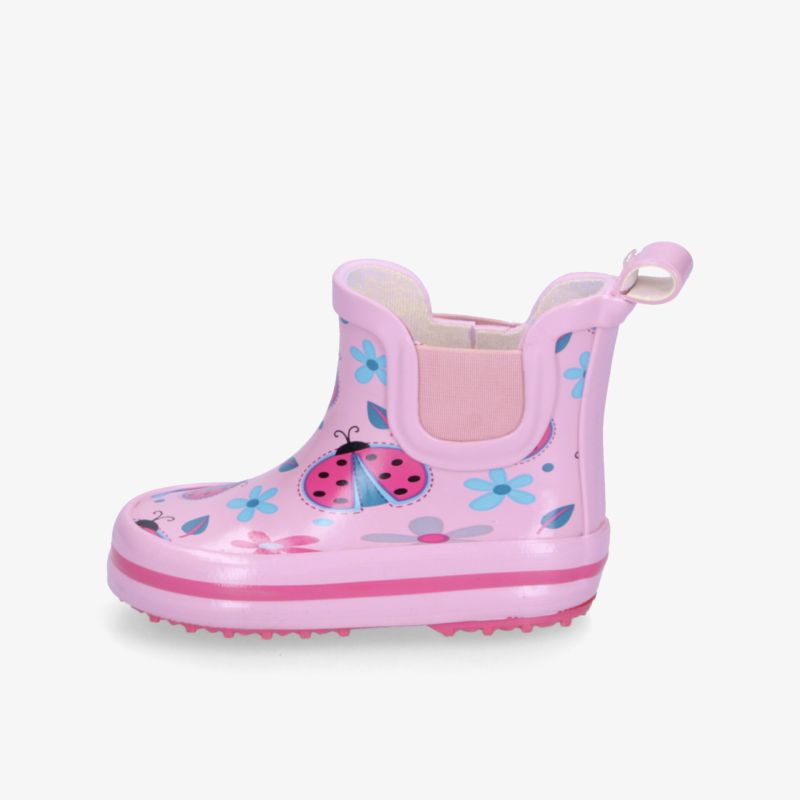 Rosa Kinder Regenstiefel mit Marienkäfer-Motiv, wasserdicht und rutschfeste Sohle für sicheren Halt