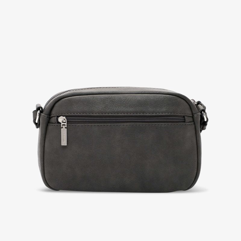 Schwarze kompakte Tasche mit stabilem Reißverschluss und modernem, praktischen Design